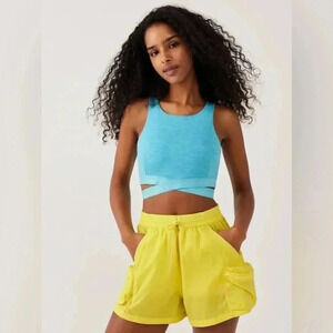 Outdoor Voices Tech Sweat Criss Cross Blue Crop Top‎ Size S Workout Activewear